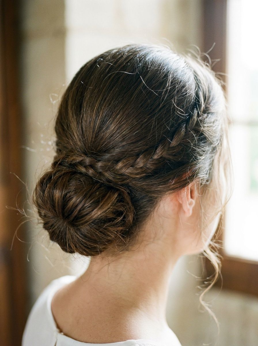 Geflochtener Low Bun - Frisuren für fettige Haare